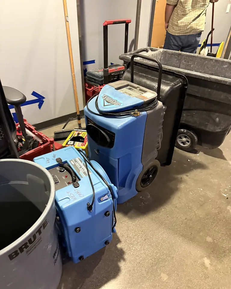 Drying equipment staged for a water damage job