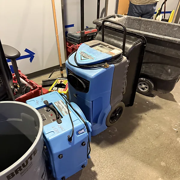 Drying equipment staged for a water damage job